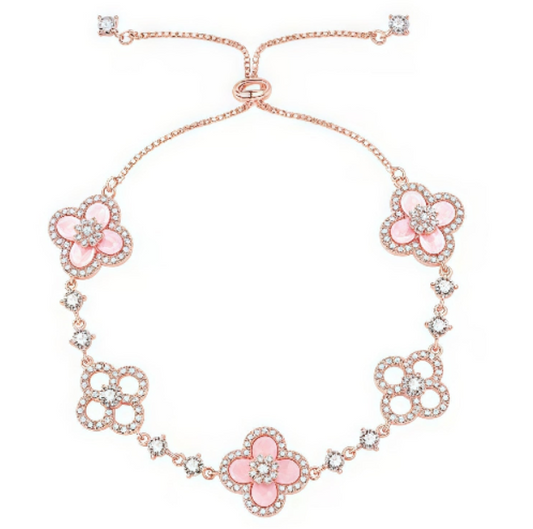 [Luxe Jewelry]CLOVER 5 MOTIF PINK BLUE RED WHITE BRACELET