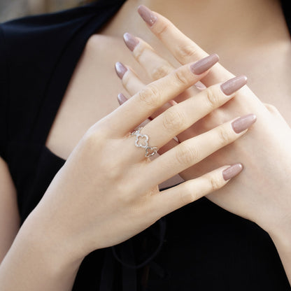 [Luxe Jewelry]Hollow Design Four-Leaf Clover Flower Shape Ring