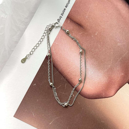 [Luxe Jewelry]Delicate Bead Double Layer Bracelet