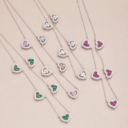 [Luxe Jewelry]Sparkling Five Heart Necklace
