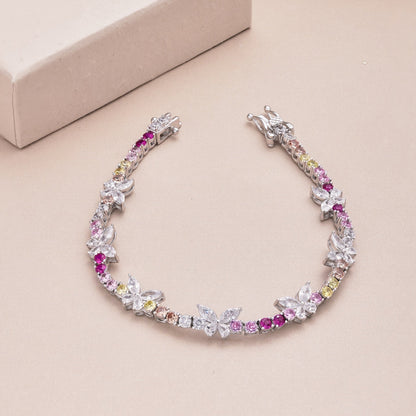 [Luxe Jewelry]Ornate Colorful Butterfly Shape Round Cut Daily Bracelet