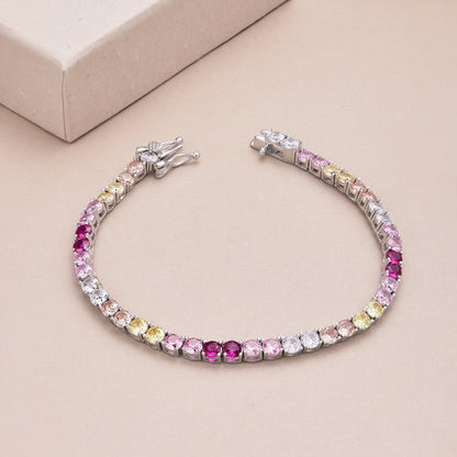 [Luxe Jewelry]Radiant Colorful Round Cut Tennis Bracelet