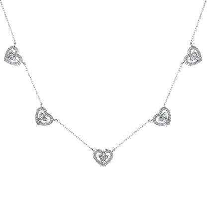 [Luxe Jewelry]Sparkling Five Heart Necklace