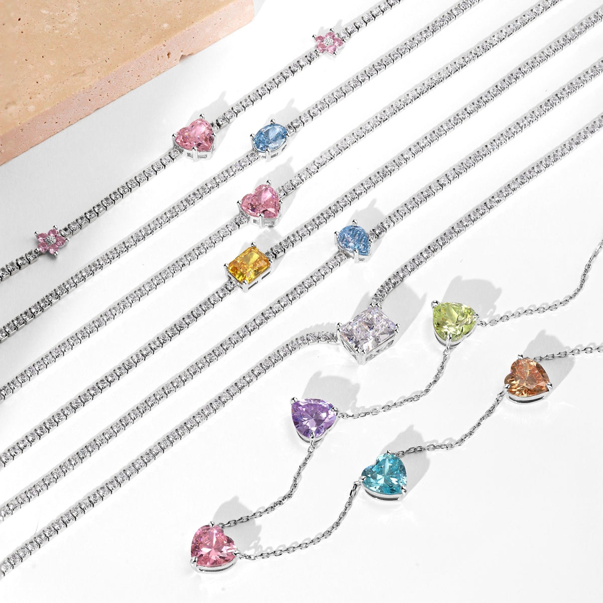 [Luxe Jewelry]Dazzling Pink Heart Flower Necklace