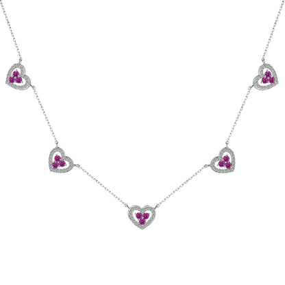 [Luxe Jewelry]Sparkling Five Heart Necklace
