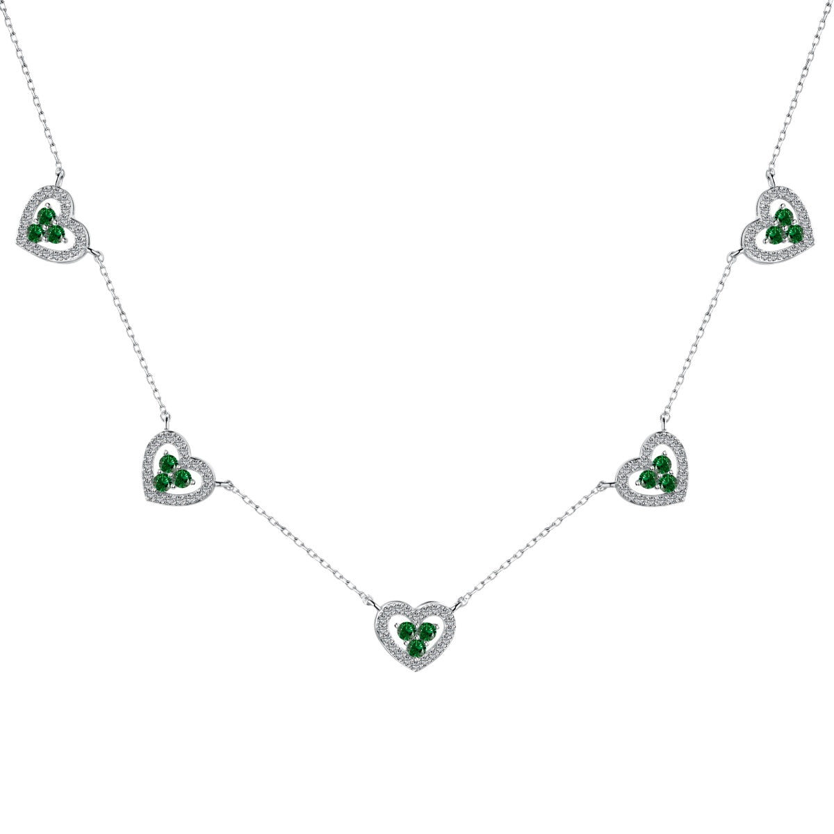 [Luxe Jewelry]Sparkling Five Heart Necklace