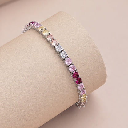 [Luxe Jewelry]Radiant Colorful Round Cut Tennis Bracelet