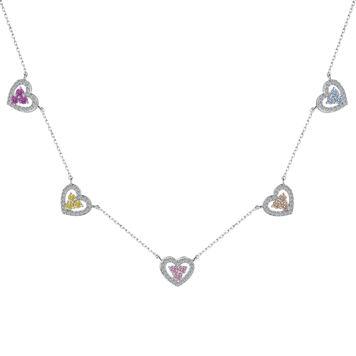 [Luxe Jewelry]Sparkling Five Heart Necklace
