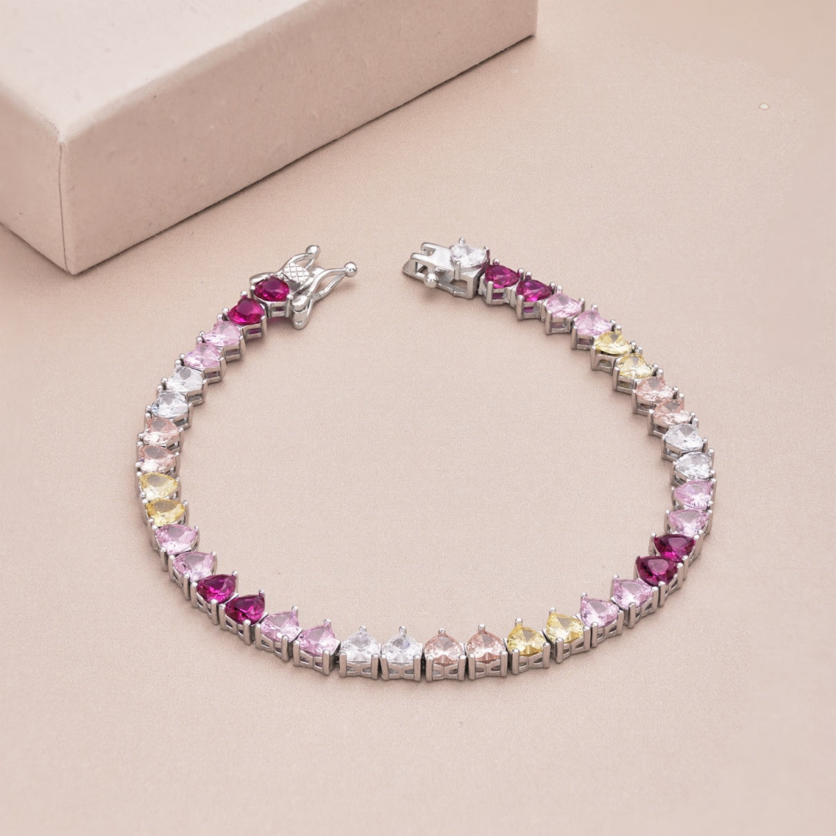 [Luxe Jewelry]Luxurious Colorful Romantic Heart Shape Lover Bracelet