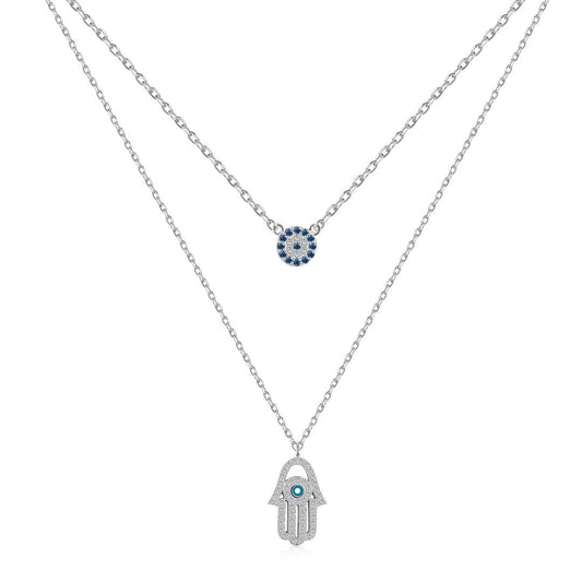 [Luxe Jewelry]Demon Eye Hamsa Palm Necklace