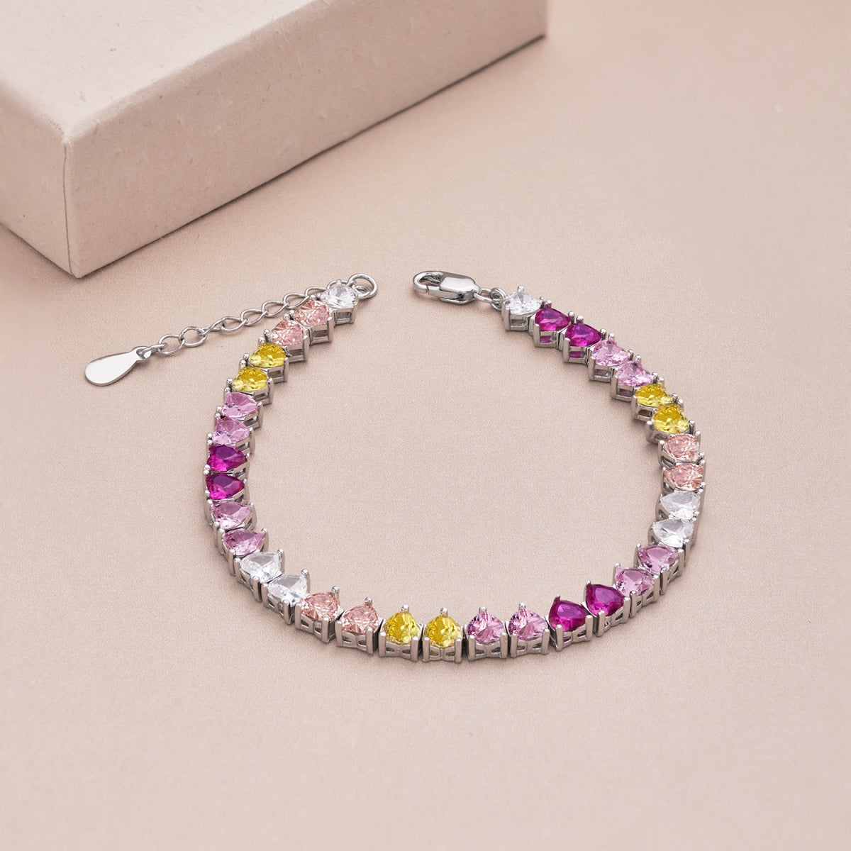 [Luxe Jewelry]Luxurious Colorful Romantic Heart Shape Lover Bracelet