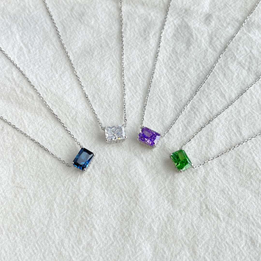 [Luxe Jewelry]Luxurious Square Shape Colorful Necalack