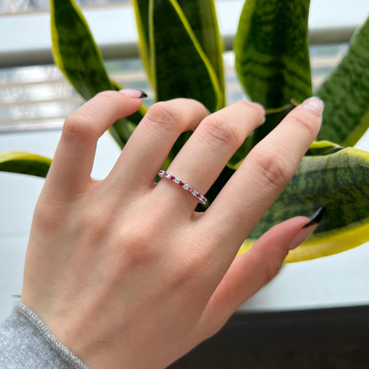 [Luxe Jewelry]Exquisite Colorful Round Cut Tennis Ring