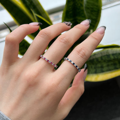 [Luxe Jewelry]Exquisite Colorful Round Cut Tennis Ring