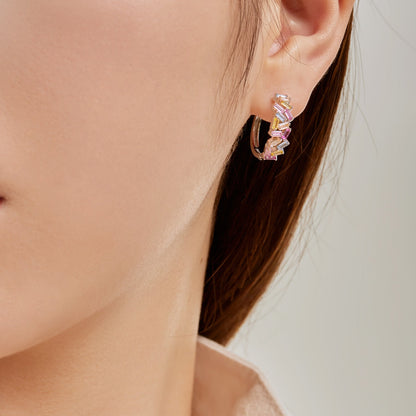 [Luxe Jewelry]Dazzling Colorful Emerald Cut Daily Earrings