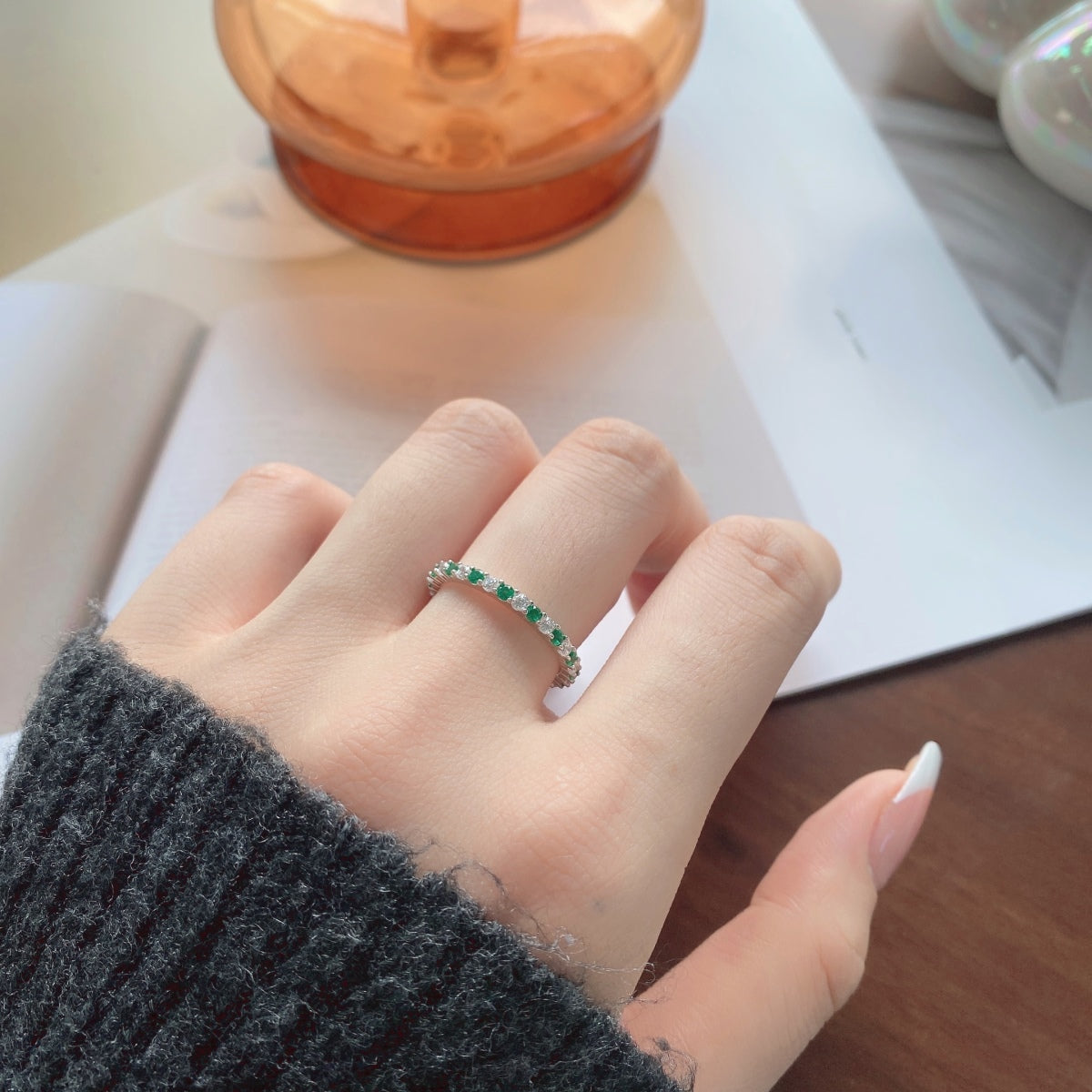 [Luxe Jewelry]Exquisite Colorful Round Cut Tennis Ring