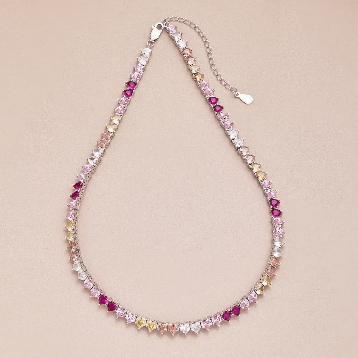 [Luxe Jewelry]Sparkling Colorful Full Heart Tennis Necklace