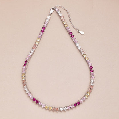 [Luxe Jewelry]Sparkling Colorful Full Heart Tennis Necklace