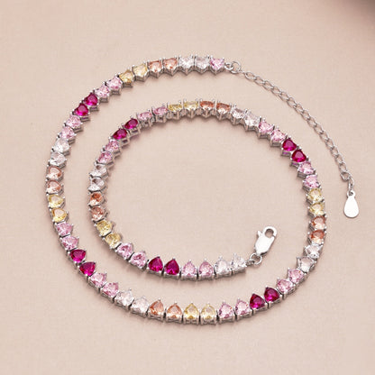 [Luxe Jewelry]Sparkling Colorful Full Heart Tennis Necklace
