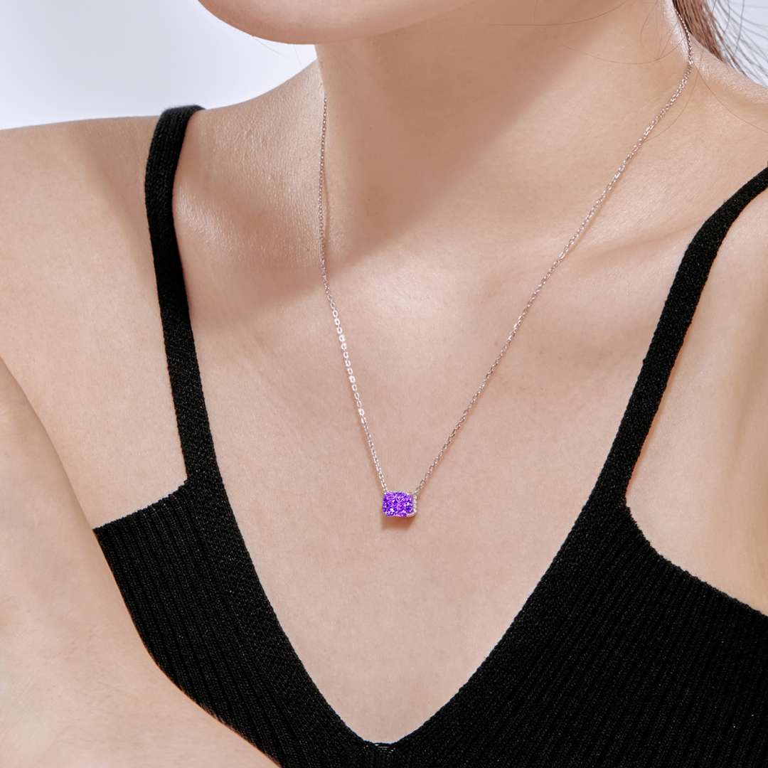 [Luxe Jewelry]Luxurious Square Shape Colorful Necalack