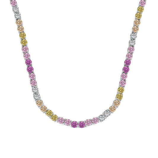[Luxe Jewelry]Delicate Colorful Tennis Necklace