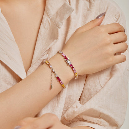 [Luxe Jewelry]Luxurious Colorful Romantic Heart Shape Lover Bracelet