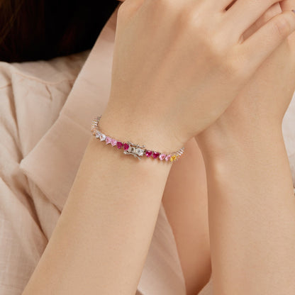[Luxe Jewelry]Luxurious Colorful Romantic Heart Shape Lover Bracelet