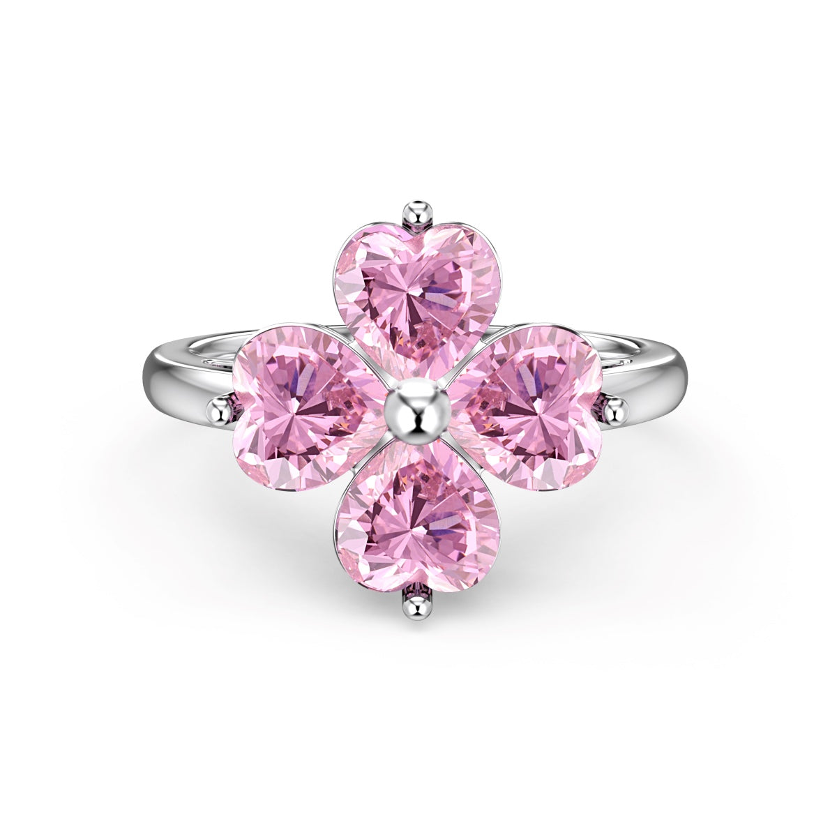 [Luxe Jewelry]Heart-shaped Four-Leaf Clover Ball Ring