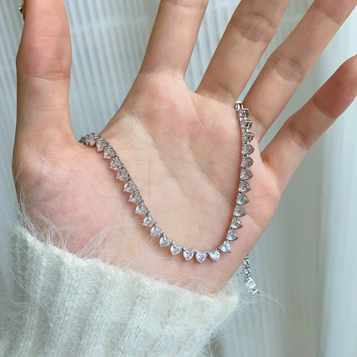 [Luxe Jewelry]Ornate Heart Cut Tennis Necklace