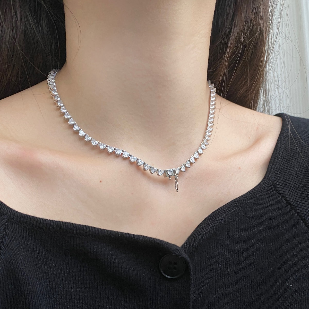 [Luxe Jewelry]Ornate Heart Cut Tennis Necklace
