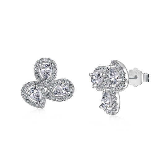 [Luxe Jewelry]Ornate Flower Shape Pear Cut Lover Earrings