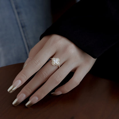 [Luxe Jewelry]Luxurious Eternity Flower Shape Banquet Ring