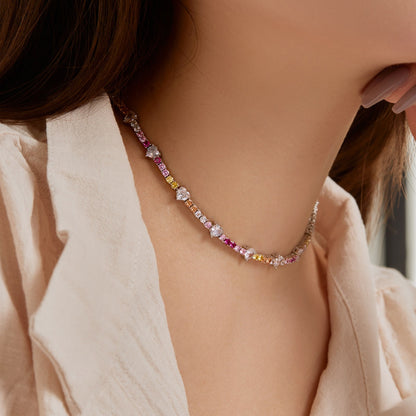 [Luxe Jewelry]Delicate Colorful Rainbow Tennis Chain