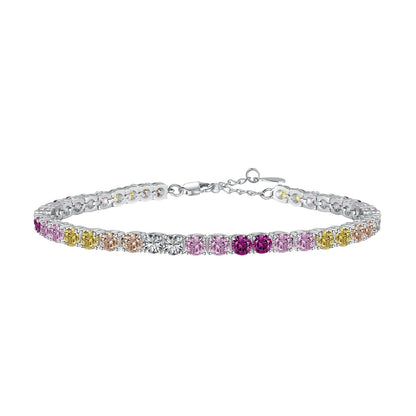 [Luxe Jewelry]Radiant Colorful Round Cut Tennis Bracelet