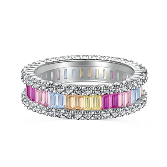 [Luxe Jewelry]Dainty Kaleidoscopic Emerald Cut Daily Ring