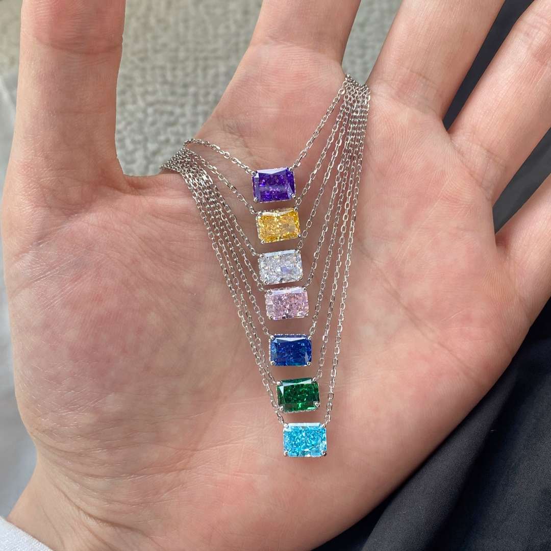[Luxe Jewelry]Luxurious Square Shape Colorful Necalack