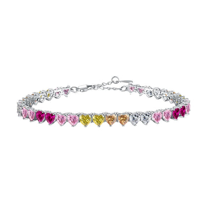 [Luxe Jewelry]Luxurious Colorful Romantic Heart Shape Lover Bracelet