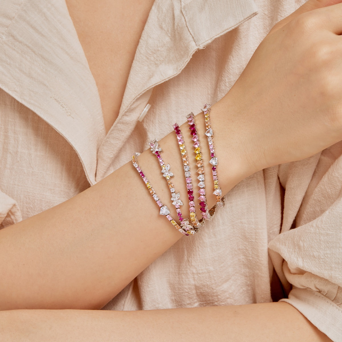 [Luxe Jewelry]Romantic Heart Shape Round Cut Lover Bracelet