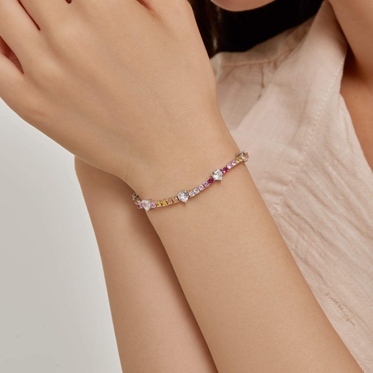 [Luxe Jewelry]Romantic Heart Shape Round Cut Lover Bracelet