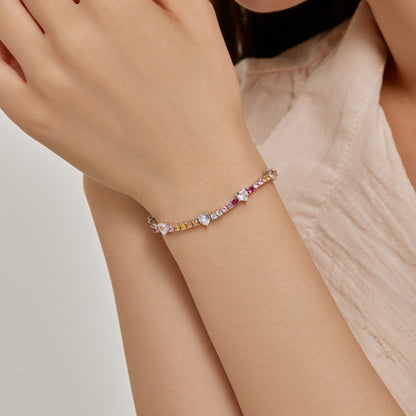 [Luxe Jewelry]Romantic Heart Shape Round Cut Lover Bracelet