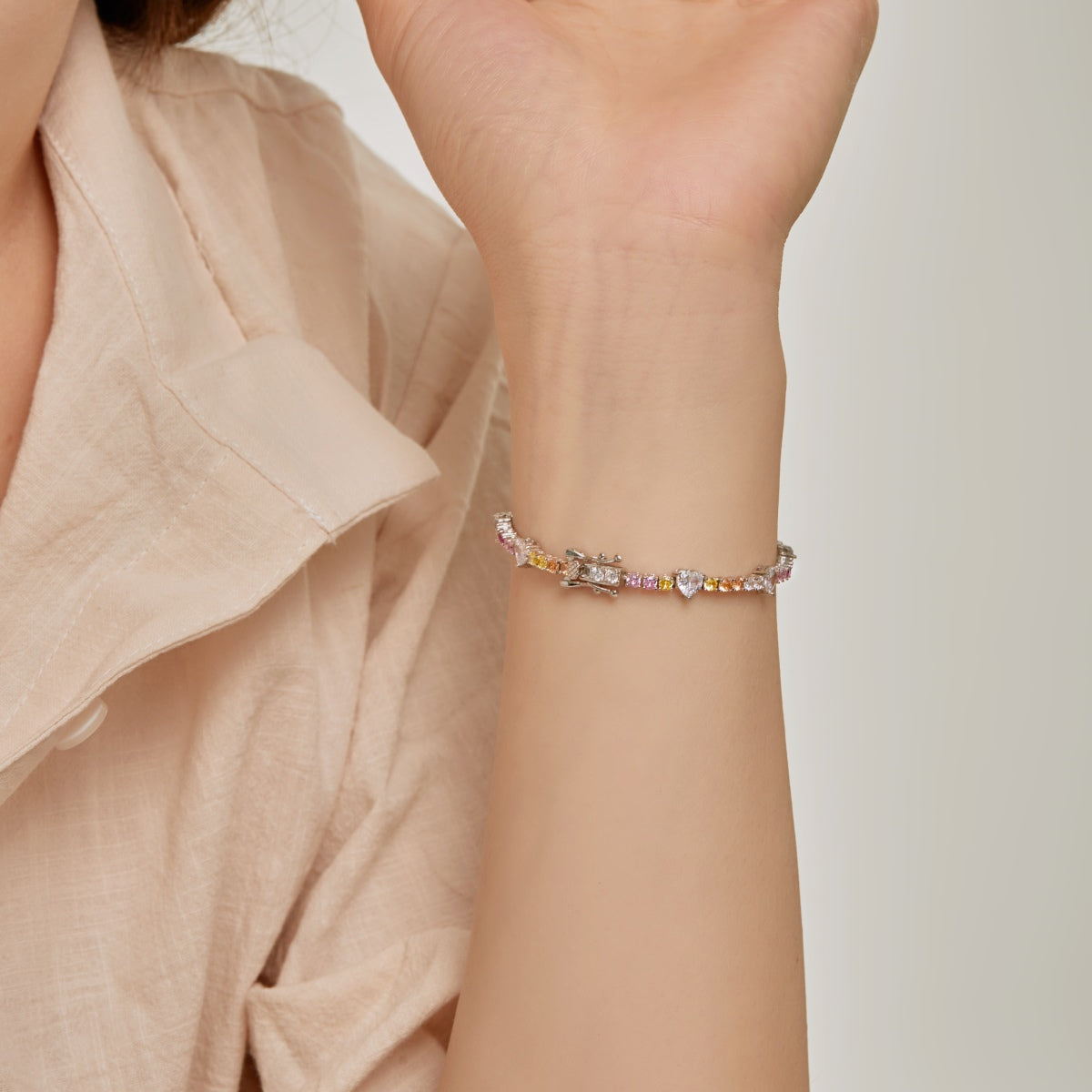 [Luxe Jewelry]Romantic Heart Shape Round Cut Lover Bracelet