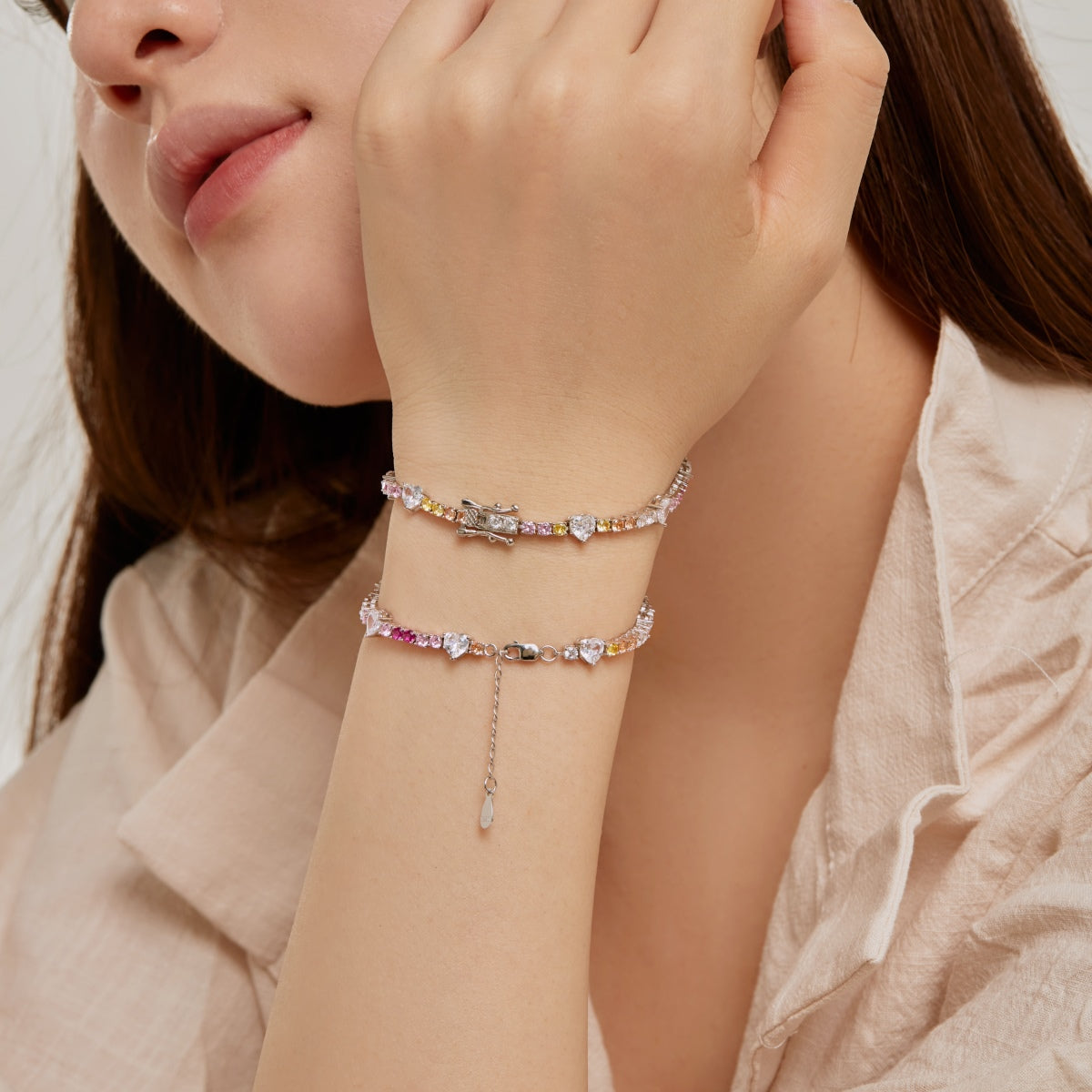 [Luxe Jewelry]Romantic Heart Shape Round Cut Lover Bracelet