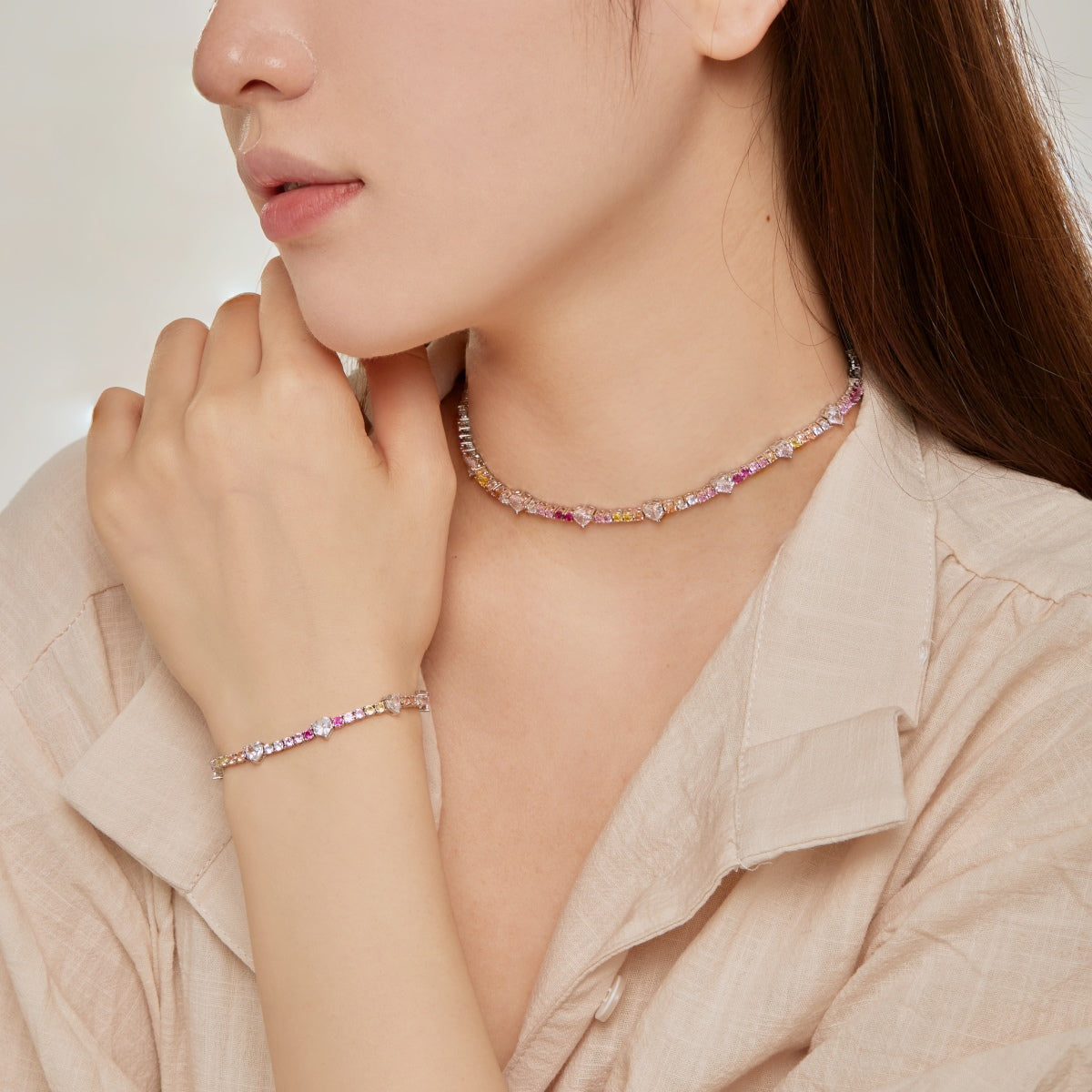 [Luxe Jewelry]Romantic Heart Shape Round Cut Lover Bracelet