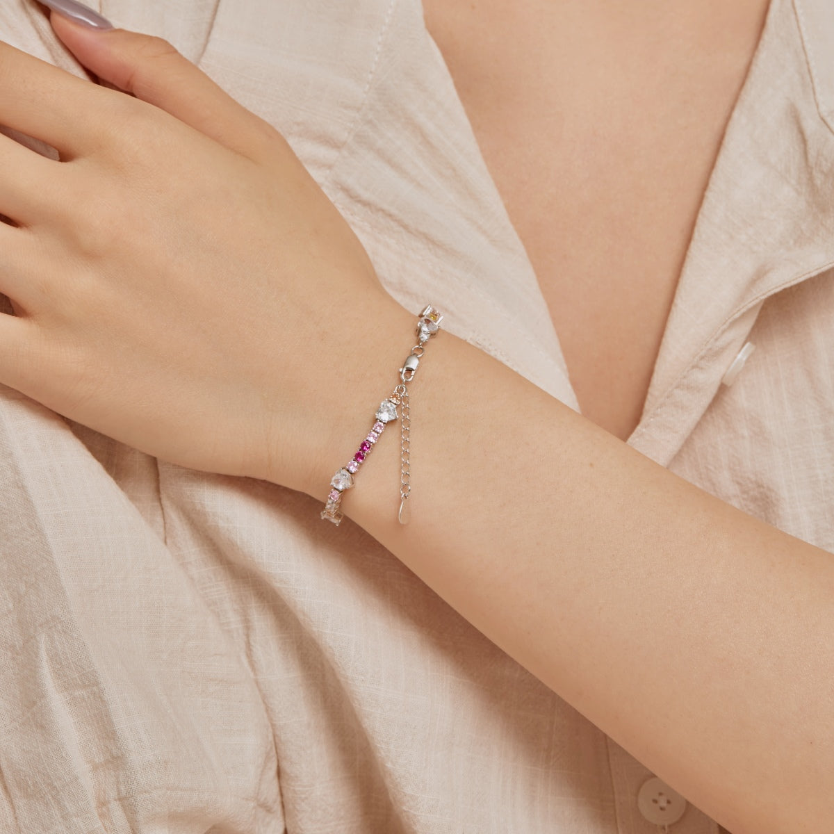 [Luxe Jewelry]Romantic Heart Shape Round Cut Lover Bracelet