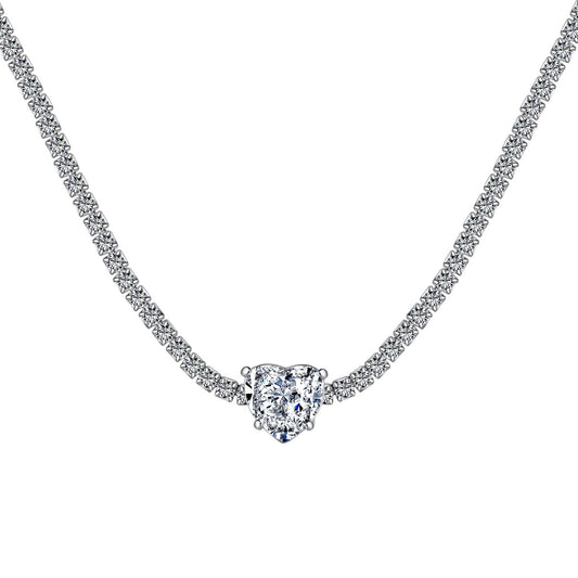 [Luxe Jewelry]2.0 Carat Sparkling Tennis Heart Cut Necklace
