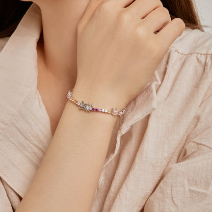 [Luxe Jewelry]Ornate Colorful Butterfly Shape Round Cut Daily Bracelet