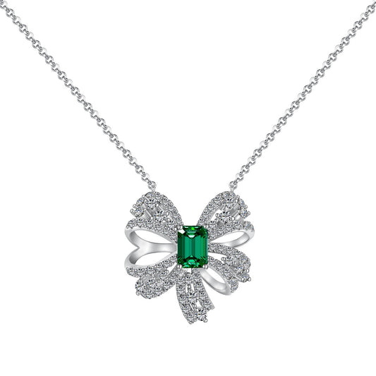 [Luxe Jewelry]Luxurious Flower Shape Emerald Cut Necklace