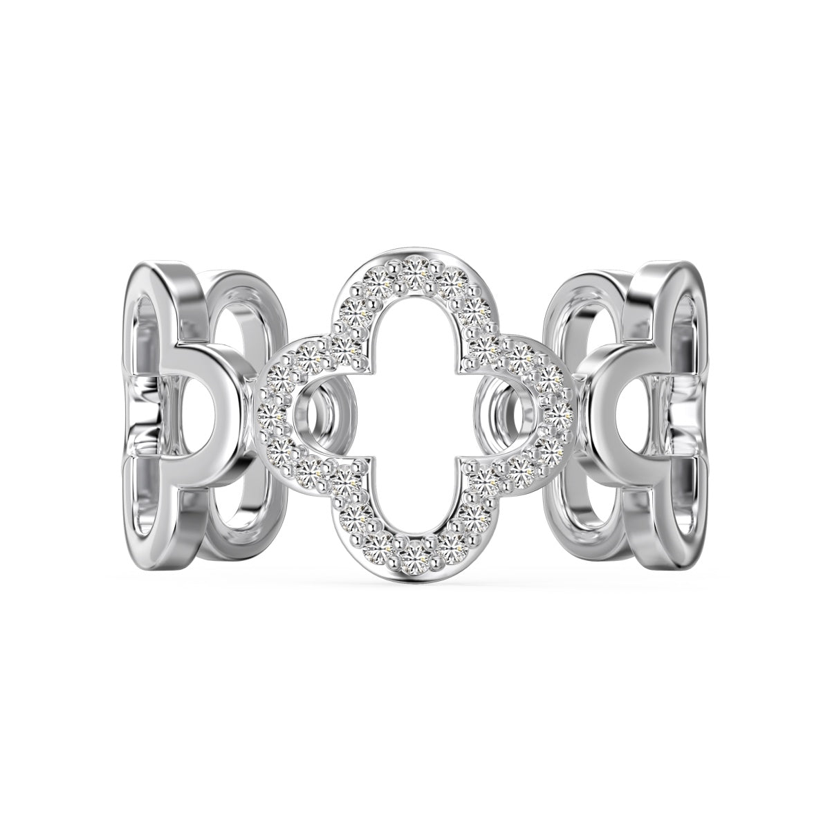 [Luxe Jewelry]Hollow Design Four-Leaf Clover Flower Shape Ring