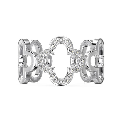 [Luxe Jewelry]Hollow Design Four-Leaf Clover Flower Shape Ring