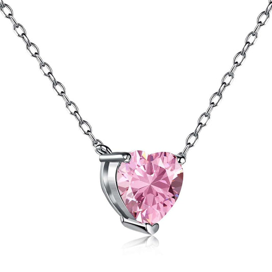 [Luxe Jewelry]Heart Shape Main Stone Pendant Collarbone Necklace